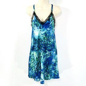 Oscar de la Renta for Neiman Marcus Watercolor Print Nightgown Sz S Lace Trim